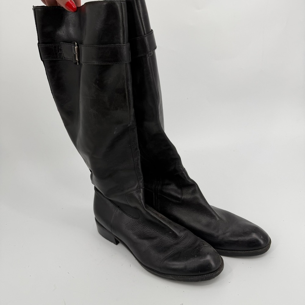 Enzo Angiolini Riding Boots Easoon Modern Women Size 11 Black Leather Tall Boot